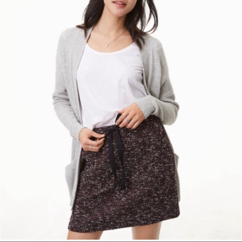 Loft NWT Maroon Flecked Knit Jogger Skirt Preppy Academia Winter Cozy Cabincore